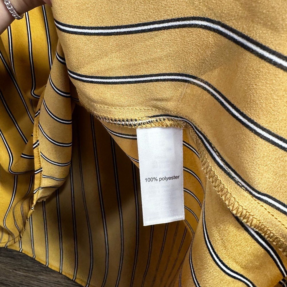 Maurices Mustard Yellow Striped Long Sleeve Relaxed Blouse - Picture 7 of 8